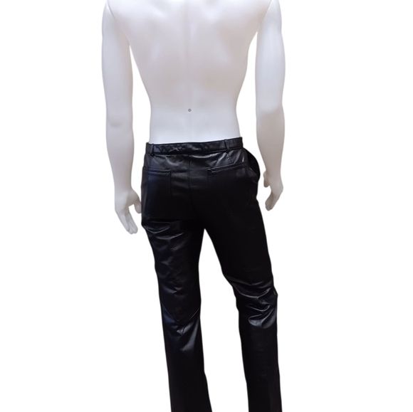 Vintage Black Leather Motorcycle Pants EUC Size 36 - Picture 4 of 10